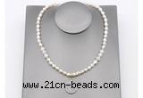 CFN161 baroque white freshwater pearl & white moonstone necklace with pendant