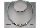CFN202 4*6mm faceted rondelle green aventurine & potato white freshwater pearl necklace