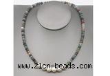 CFN205 4*6mm faceted rondelle Indian agate & potato white freshwater pearl necklace