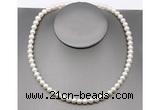 CFN21 7mm - 8mm potato white freshwater pearl necklace, 16 - 54 inches