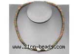 CFN215 4*6mm faceted rondelle unakite & potato white freshwater pearl necklace