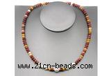 CFN217 4*6mm faceted rondelle mookaite & potato white freshwater pearl necklace