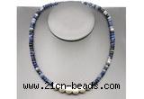 CFN221 4*6mm faceted rondelle sodalite & potato white freshwater pearl necklace