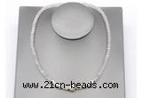 CFN229 4*6mm faceted rondelle rose quartz & potato white freshwater pearl necklace