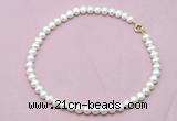 CFN593 Non-knotted 9mm - 10mm potato white freshwater pearl necklace