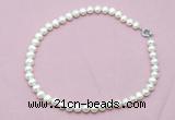 CFN594 Hand -knotted 9mm - 10mm potato white freshwater pearl necklace