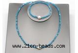 CFN616 4mm faceted round apatite & potato white freshwater pearl jewelry set