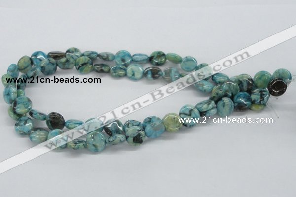 CFS107 15.5 inches 12mm flat round blue feldspar gemstone beads