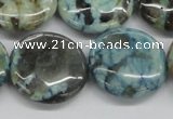 CFS108 15.5 inches 25mm flat round blue feldspar gemstone beads