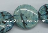 CFS109 15.5 inches 30mm flat round blue feldspar gemstone beads