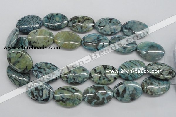 CFS114 15.5 inches 25*35mm oval blue feldspar gemstone beads