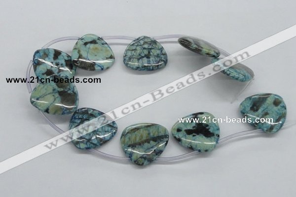 CFS119 30*30mm top-drilled triangle blue feldspar gemstone beads