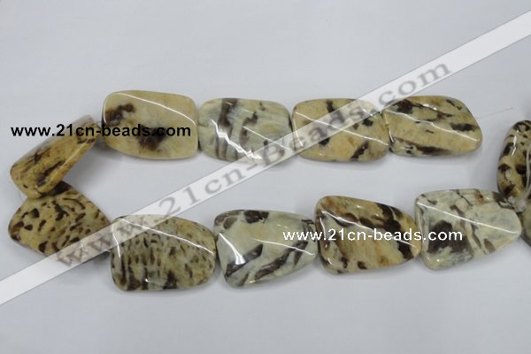 CFS207 30*40mm twisted rectangle natural feldspar gemstone beads