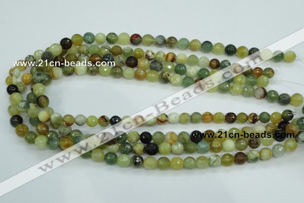 CFW03 15.5 inches 8mm faceted round flower jade beads wholesale