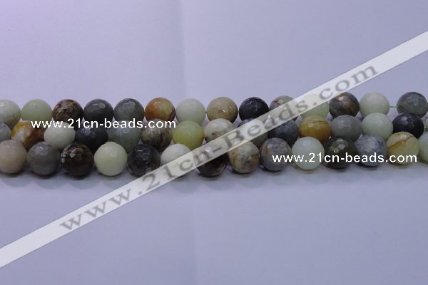 CFW06 15.5 inches 14mm faceted round flower jade beads wholesale