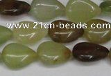 CFW121 15.5 inches 12*16mm flat teardrop flower jade gemstone beads