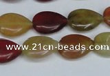CFW122 15.5 inches 12*16mm flat teardrop flower jade gemstone beads
