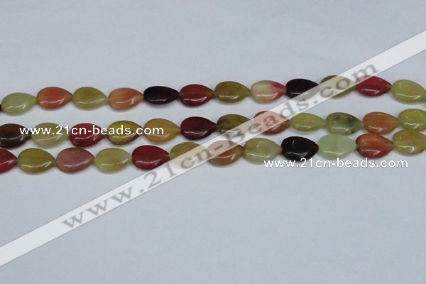 CFW122 15.5 inches 12*16mm flat teardrop flower jade gemstone beads