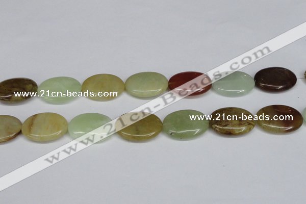 CFW131 15.5 inches 22*30mm flat oval flower jade gemstone beads