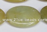 CFW132 15.5 inches 30*40mm flat oval flower jade gemstone beads