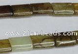 CFW141 15.5 inches 10*14mm flat tube flower jade gemstone beads