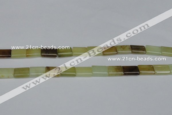 CFW142 15.5 inches 12*16mm flat tube flower jade gemstone beads