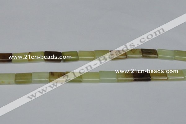 CFW143 15.5 inches 13*18mm flat tube flower jade gemstone beads