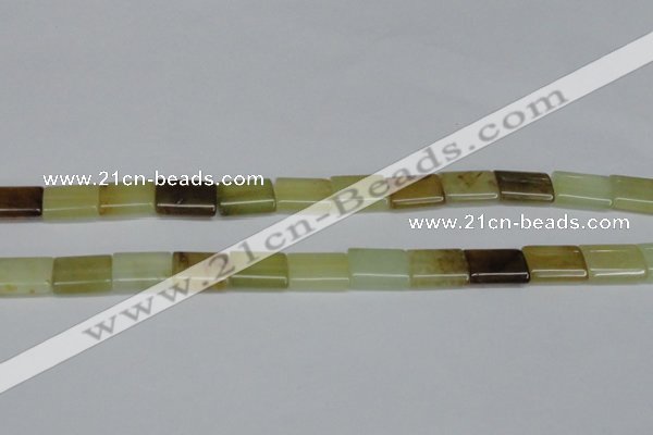 CFW144 15.5 inches 15*20mm flat tube flower jade gemstone beads
