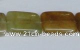 CFW151 15.5 inches 15*20mm rectangle flower jade gemstone beads