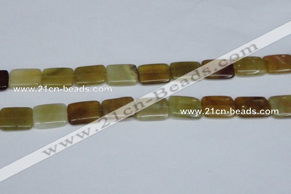 CFW151 15.5 inches 15*20mm rectangle flower jade gemstone beads