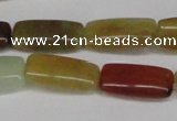 CFW154 15.5 inches 10*20mm rectangle flower jade gemstone beads