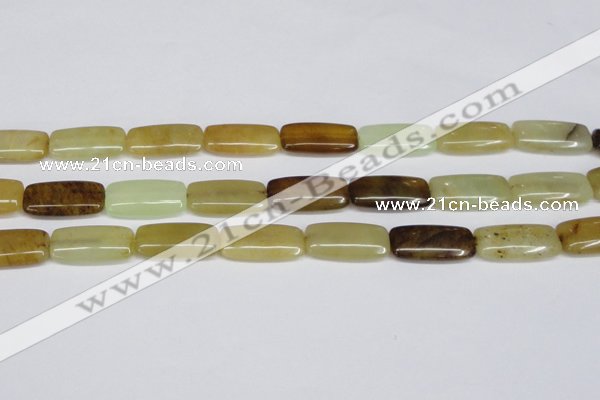 CFW155 15.5 inches 12*25mm rectangle flower jade gemstone beads