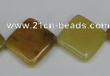 CFW161 15.5 inches 20*20mm diamond flower jade gemstone beads