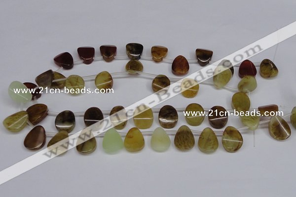 CFW171 Top drilled 13*18mm flat teardrop flower jade gemstone beads