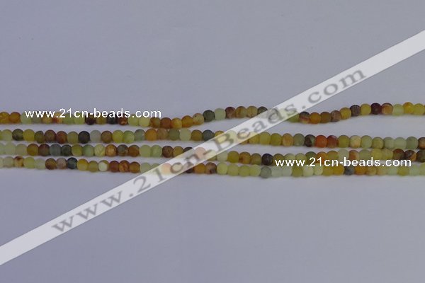 CFW200 15.5 inches 4mm round matte flower jade beads wholesale