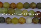 CFW201 15.5 inches 6mm round matte flower jade beads wholesale