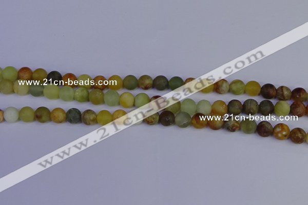 CFW202 15.5 inches 8mm round matte flower jade beads wholesale