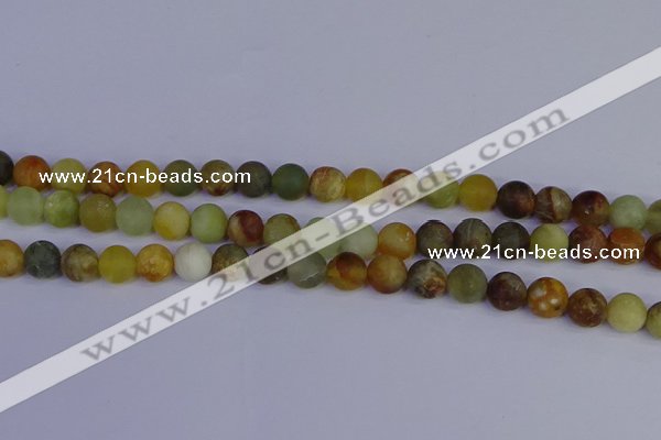 CFW203 15.5 inches 10mm round matte flower jade beads wholesale