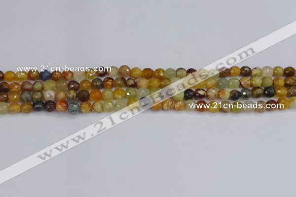 CFW210 15.5 inches 4mm faceted round flower jade beads