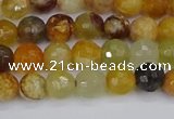 CFW211 15.5 inches 6mm faceted round flower jade beads