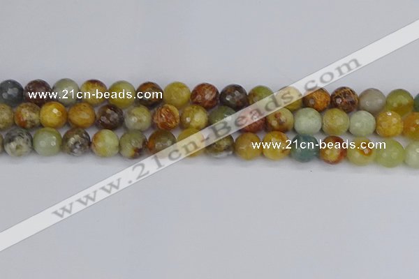CFW213 15.5 inches 10mm faceted round flower jade beads