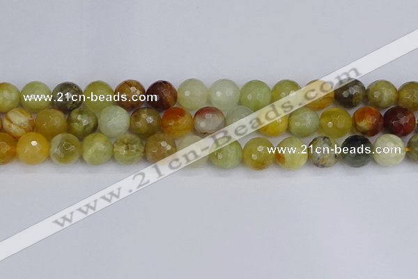 CFW214 15.5 inches 12mm faceted round flower jade beads