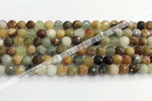 CFW219 15.5 inches 8mm faceted round flower jade beads