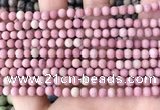 CFW35 15.5 inches 4mm round matte pink wooden jasper beads