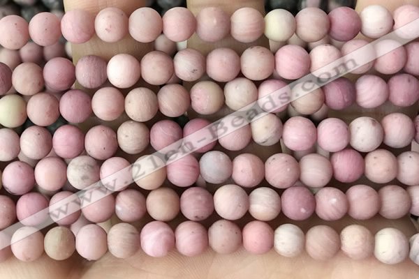 CFW36 15.5 inches 6mm round matte pink wooden jasper beads