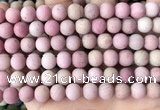 CFW37 15.5 inches 8mm round matte pink wooden jasper beads