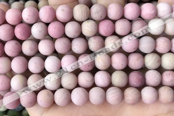 CFW37 15.5 inches 8mm round matte pink wooden jasper beads