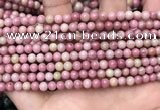 CFW44 15.5 inches 4mm round pink wooden jasper beads wholesale