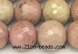 CFW62 15 inches 10mm faceted round pink wooden jasper beads