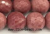 CFW68 15 inches 12mm faceted round pink wooden jasper beads